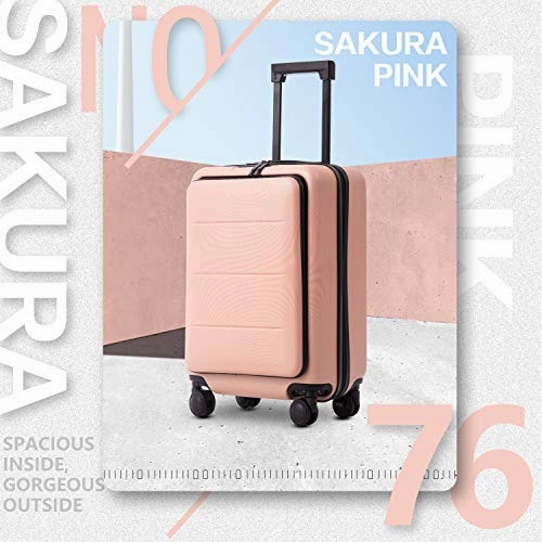 COOLIFE Luggage Suitcase Piece Set Carry On ABS PC Spinner Trolley with Laptop pocket (Sakura pink, 20in(carry on))