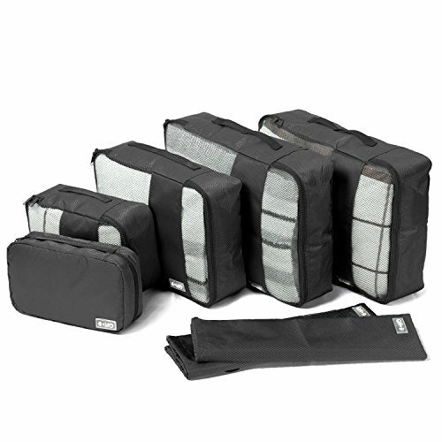 Coolife Packing Cubes Travel Organizers with Laundry Bag 7 Set Hanging Toiletry Bag Portable