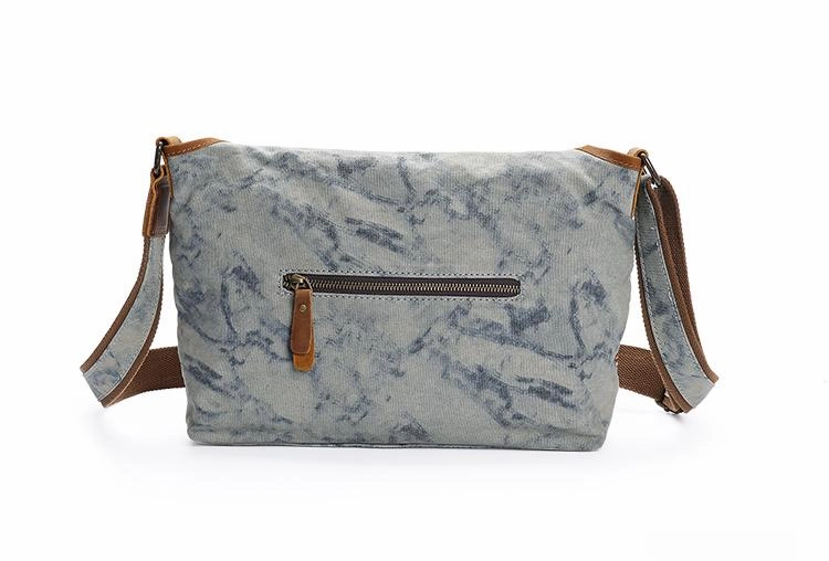Country Style Canvas Leather 14'' Womens Small Side Bag Shoulder Bag Messenger Bag for Men
