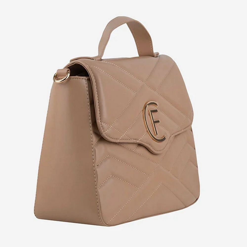 CRISTINAEFFE Beige Artificial Leather Crossbody Women's Bag