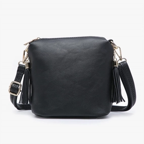 Crossbody With 2 Side Tassels In Black