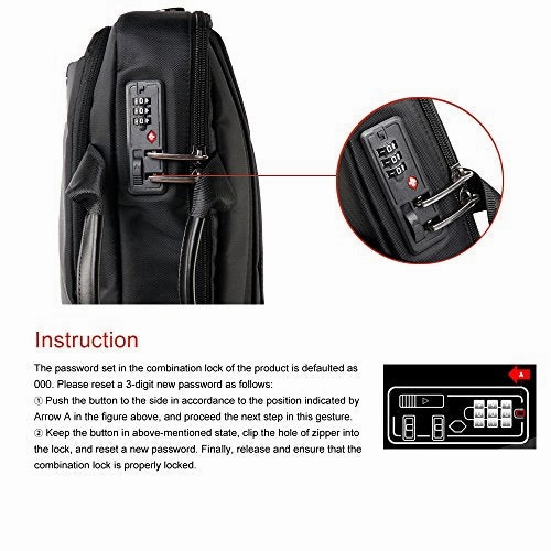 Crossgear Laptop Briefcase With Combination Lock 15.6 Inch Laptop Bag,Business Office Bag For Men