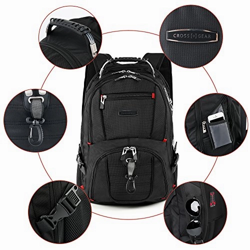 Crossgear Tsa Laptop Backpack With Usb Charging Port And Combination Lock- Fits Most 17.3 Inch