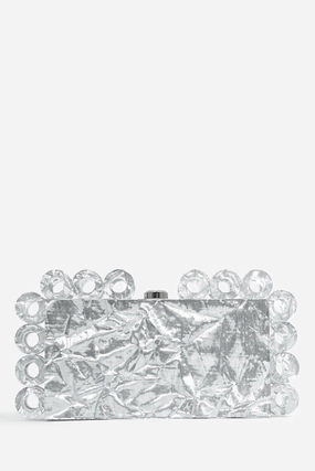 Cult Gaia Silver Acrylic 'Harlow' Clutch