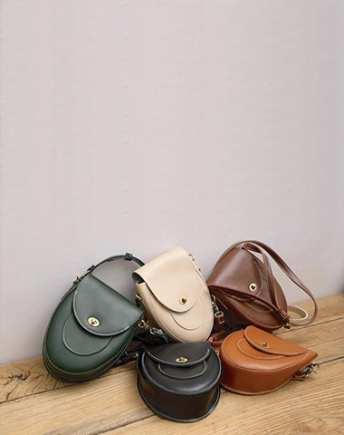 Cute Beige LEATHER Saddle Side Bag WOMEN SHOULDER BAG Crossbody Saddle Purse FOR WOMEN