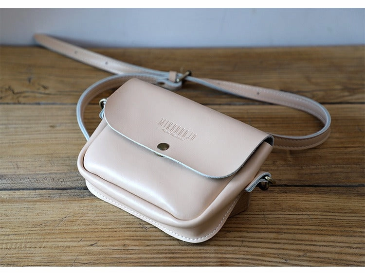 Cute Black LEATHER Flip Side Bag Handmade WOMEN Phone Crossbody BAG Purse FOR WOMEN