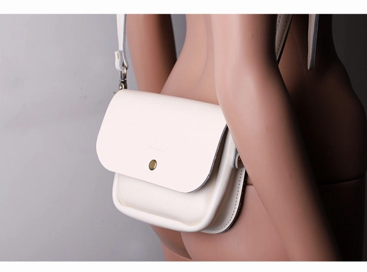 Cute Black LEATHER Flip Side Bag Handmade WOMEN Phone Crossbody BAG Purse FOR WOMEN