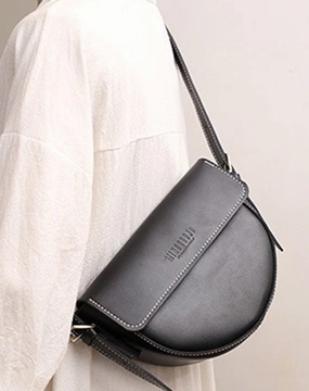 Cute Black LEATHER Saddle Bag WOMEN SHOULDER BAG Small Saddle Crossbody Purse FOR WOMEN