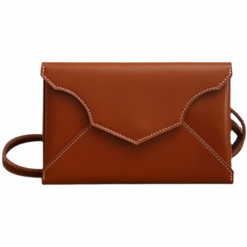 Cute Brown LEATHER Envelope WOMEN SHOULDER BAG Handmade Slim Envelope Crossbody Purse FOR WOMEN