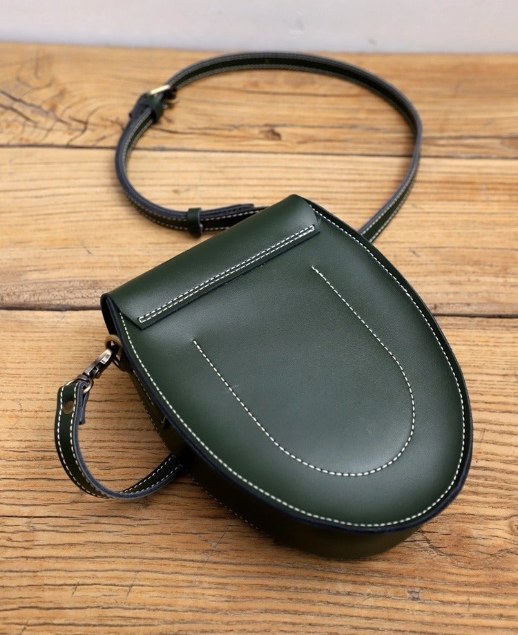 Cute Coffee LEATHER Saddle Side Bag WOMEN SHOULDER BAG Crossbody Saddle Purse FOR WOMEN