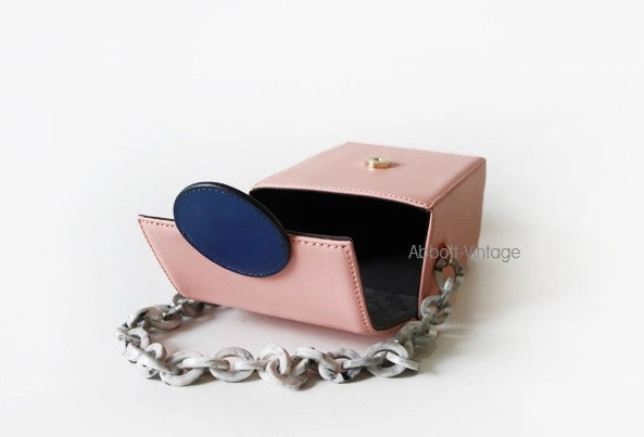 Cute Leather Pink Womens Mini Box Chain Purse Box Shoulder Bag for Women