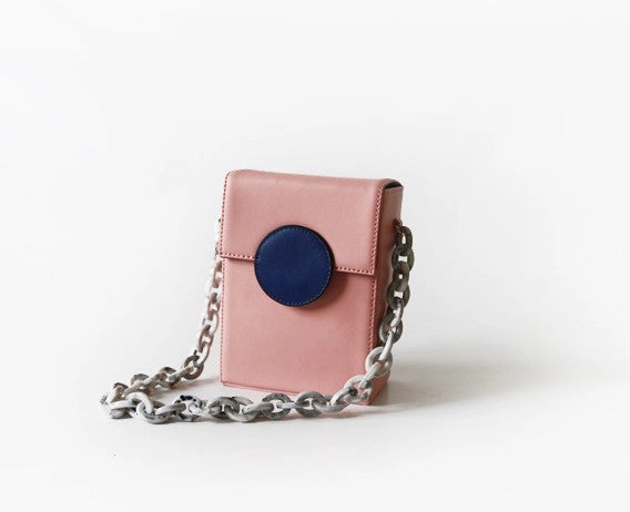 Cute Leather Pink Womens Mini Box Chain Purse Box Shoulder Bag for Women