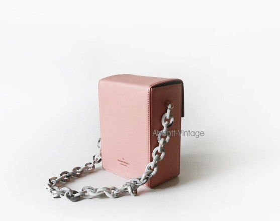 Cute Leather Pink Womens Mini Box Chain Purse Box Shoulder Bag for Women