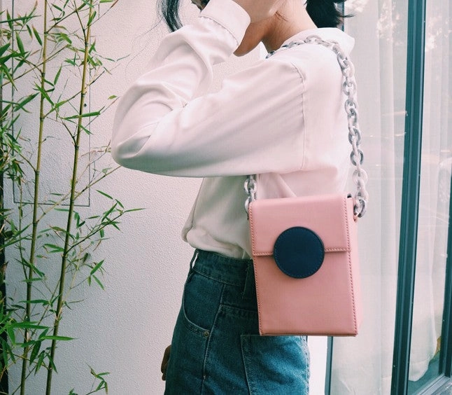 Cute Leather Pink Womens Mini Box Chain Purse Box Shoulder Bag for Women