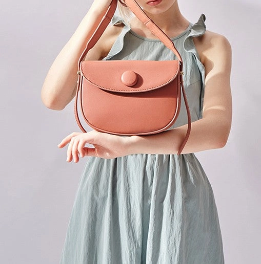 Cute Leather Red Brown Womens Saddle Purse Saddle Shoulder Bag for Women
