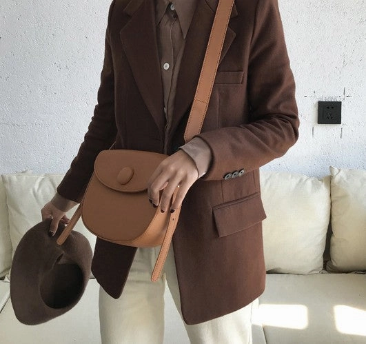 Cute Leather Red Brown Womens Saddle Purse Saddle Shoulder Bag for Women