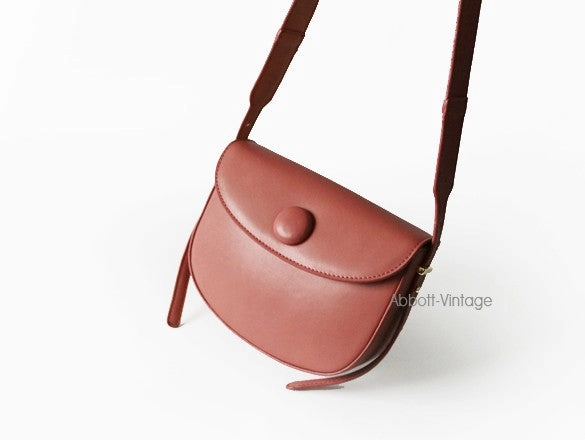 Cute Leather Red Brown Womens Saddle Purse Saddle Shoulder Bag for Women