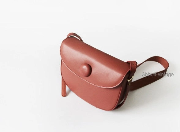Cute Leather Red Brown Womens Saddle Purse Saddle Shoulder Bag for Women