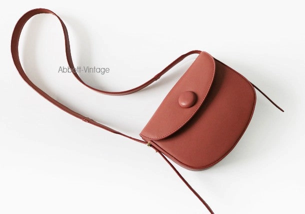 Cute Leather Red Brown Womens Saddle Purse Saddle Shoulder Bag for Women
