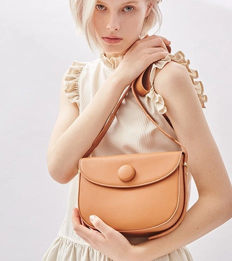 Cute Leather Red Brown Womens Saddle Purse Saddle Shoulder Bag for Women