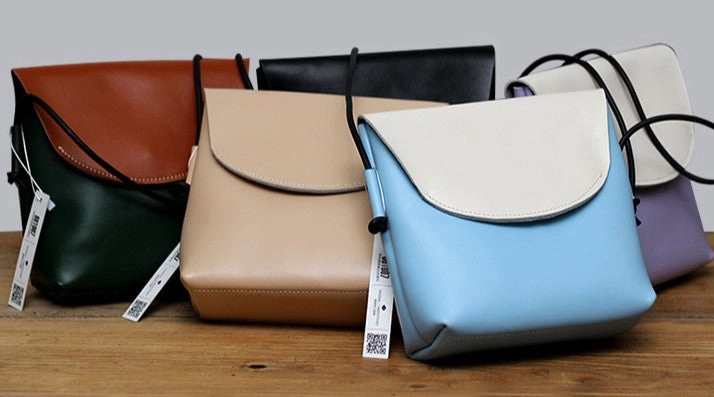 Cute LEATHER WOMEN SHOULDER BAG Contrast Color Crossbody Purses FOR WOMEN