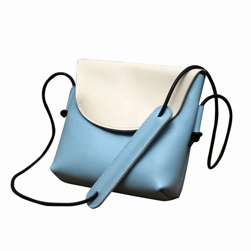 Cute LEATHER WOMEN SHOULDER BAG Contrast Color Crossbody Purses FOR WOMEN