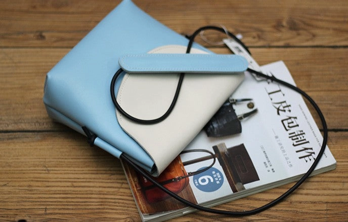Cute LEATHER WOMEN SHOULDER BAG Contrast Color Crossbody Purses FOR WOMEN
