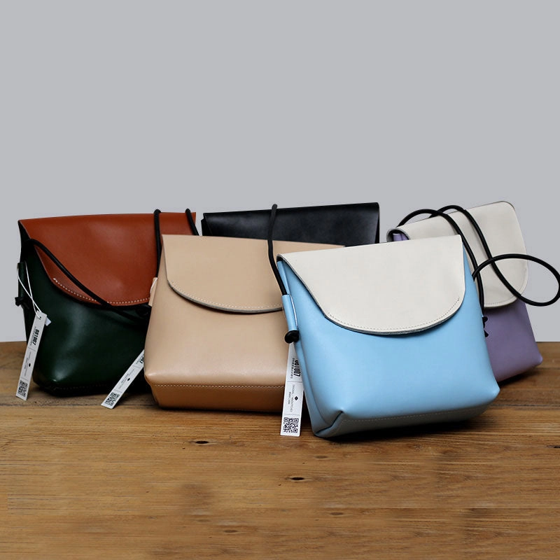 Cute LEATHER WOMEN SHOULDER BAG Contrast Color Crossbody Purses FOR WOMEN
