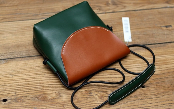 Cute LEATHER WOMEN SHOULDER BAG Contrast Color Crossbody Purses FOR WOMEN