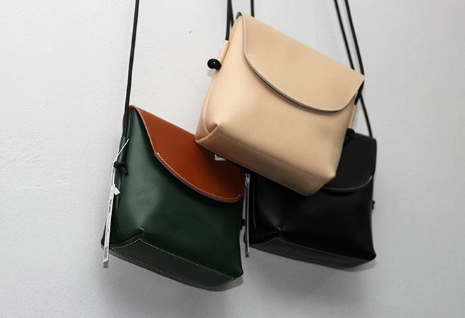 Cute LEATHER WOMEN SHOULDER BAG Contrast Color Crossbody Purses FOR WOMEN