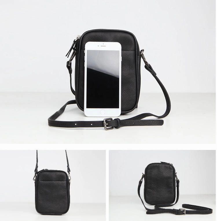 Cute Leather Womens Cell Phone Crossbody Bag Purse Double Zipper Shoulder Bag for Women
