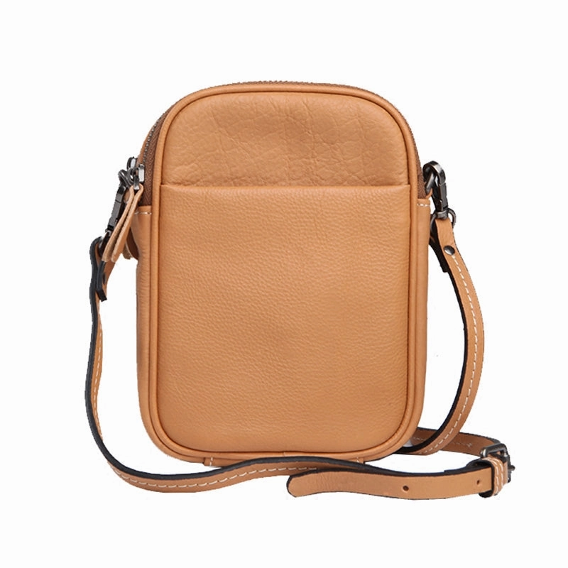 Cute Leather Womens Cell Phone Crossbody Bag Purse Double Zipper Shoulder Bag for Women