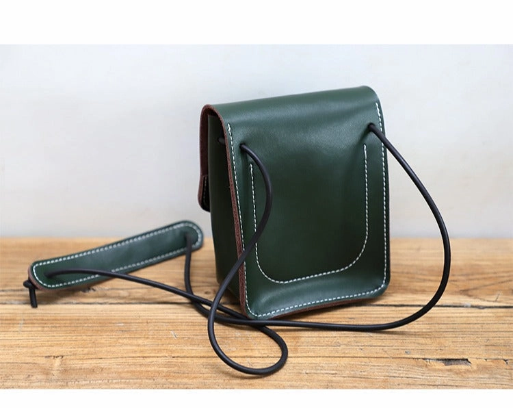 Cute Red LEATHER Small Side Bag Handmade WOMEN Phone Crossbody BAG Purse FOR WOMEN