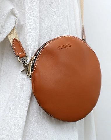 Cute Round LEATHER Small Side Bag Green WOMEN Circle SHOULDER BAG Small Crossbody Purse FOR WOMEN