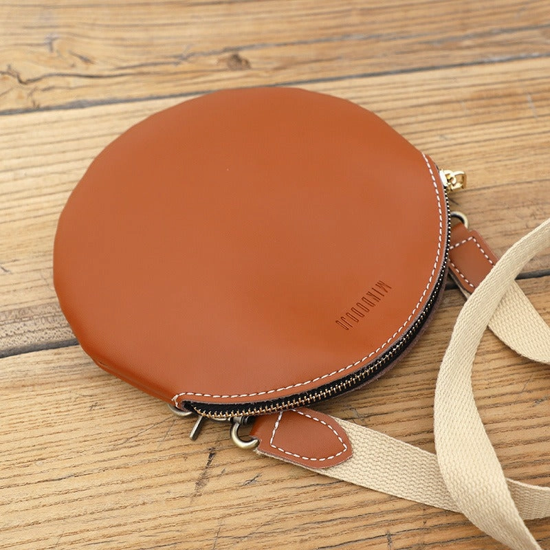 Cute Round LEATHER Small Side Bag Green WOMEN Circle SHOULDER BAG Small Crossbody Purse FOR WOMEN