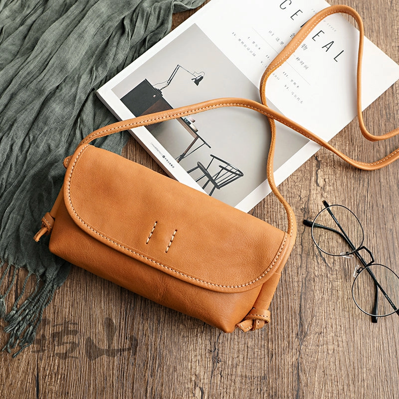 Cute Tan Leather Small Crossbody bag for Women Leather Small Shoulder Bag for Women