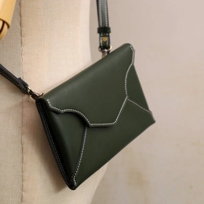Cute Wine LEATHER Envelope WOMEN SHOULDER BAG Handmade Slim Envelope Crossbody Purse FOR WOMEN