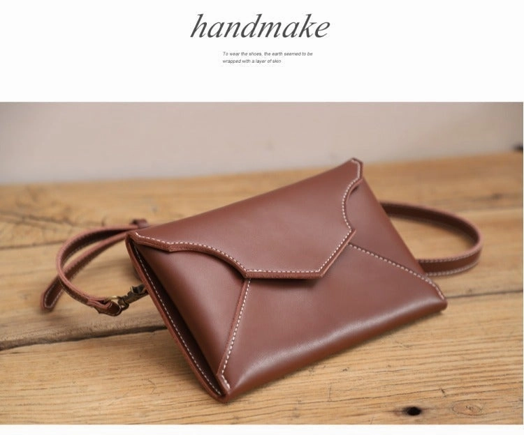 Cute Wine LEATHER Envelope WOMEN SHOULDER BAG Handmade Slim Envelope Crossbody Purse FOR WOMEN