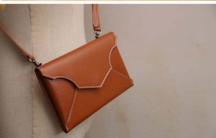 Cute Wine LEATHER Envelope WOMEN SHOULDER BAG Handmade Slim Envelope Crossbody Purse FOR WOMEN