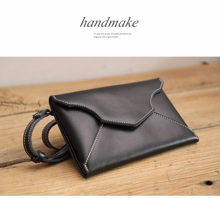 Cute Wine LEATHER Envelope WOMEN SHOULDER BAG Handmade Slim Envelope Crossbody Purse FOR WOMEN