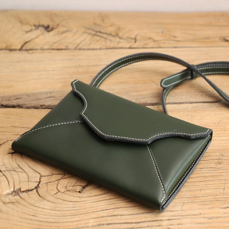 Cute Wine LEATHER Envelope WOMEN SHOULDER BAG Handmade Slim Envelope Crossbody Purse FOR WOMEN