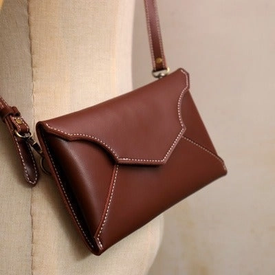 Cute Wine LEATHER Envelope WOMEN SHOULDER BAG Handmade Slim Envelope Crossbody Purse FOR WOMEN