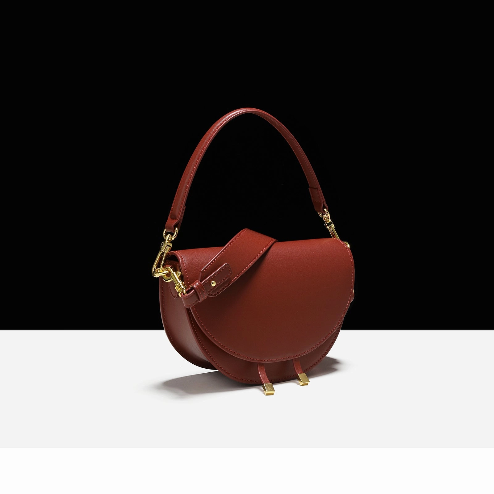 Cute Womens Khaki Leather Saddle Round Handbag Shoulder Bag Round Crossbody Purse for Women