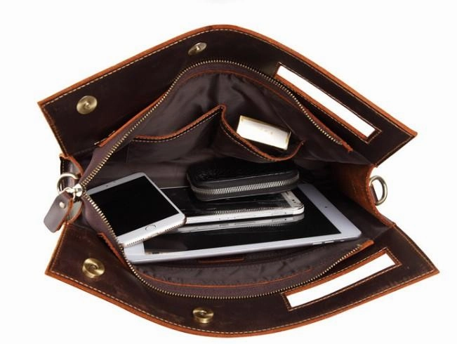 Dark Brown and Brown MENS LEATHER SLIM CLUTCH ENVELOPE BAG CLUTCH BAG FOR MEN