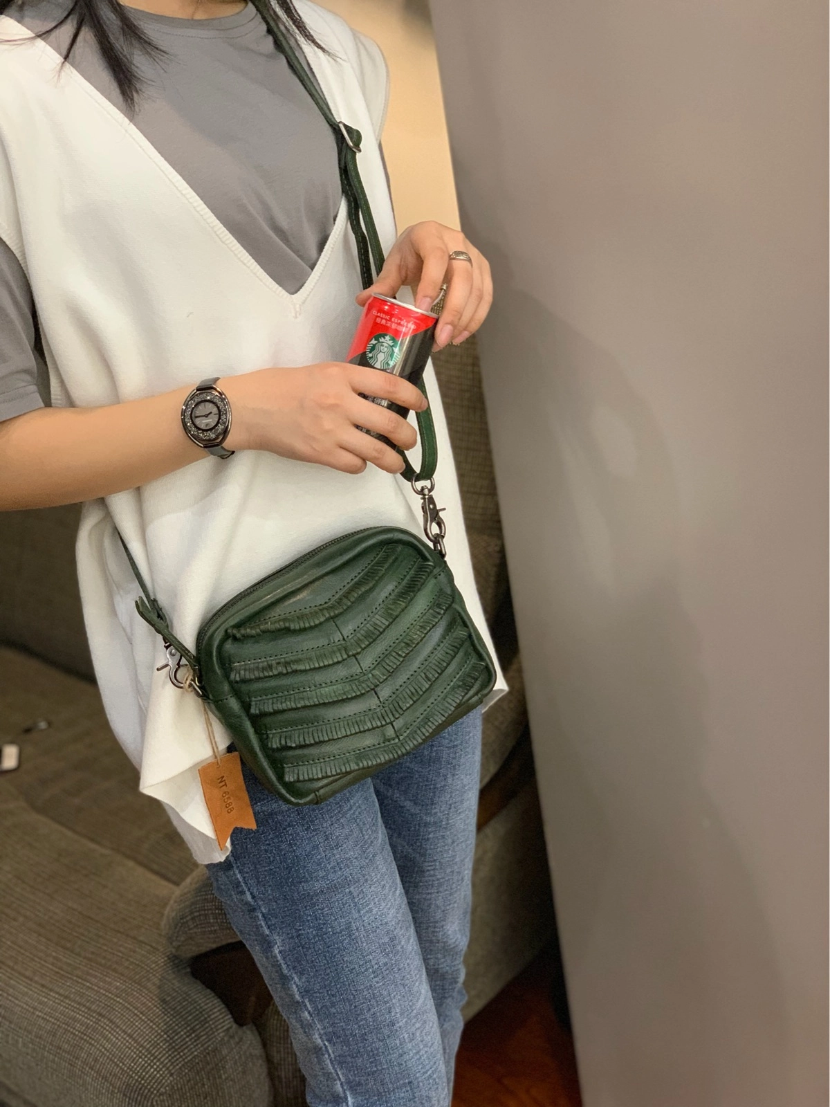 Dark Green Women's Small Side Bag Satchel Brown Vintage Shoulder Bag Square Crossbody Bag for Ladies