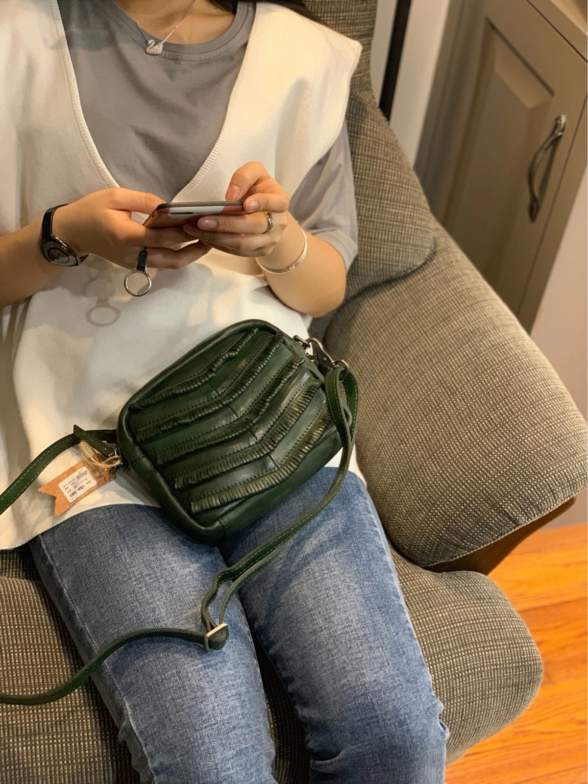 Dark Green Women's Small Side Bag Satchel Brown Vintage Shoulder Bag Square Crossbody Bag for Ladies