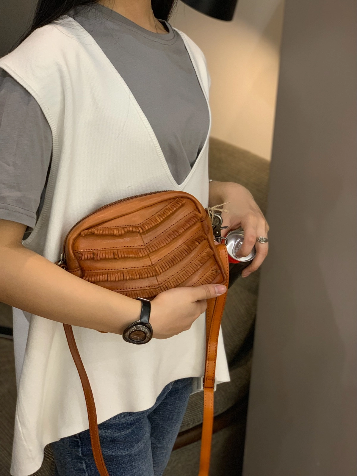 Dark Green Women's Small Side Bag Satchel Brown Vintage Shoulder Bag Square Crossbody Bag for Ladies