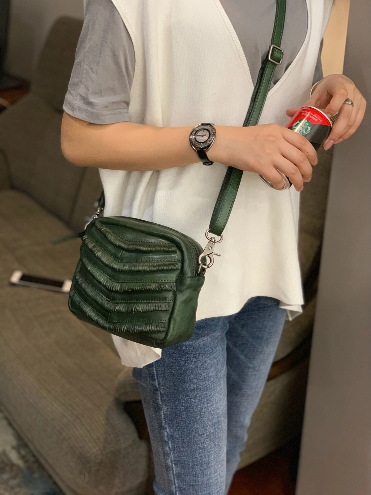 Dark Green Women's Small Side Bag Satchel Brown Vintage Shoulder Bag Square Crossbody Bag for Ladies