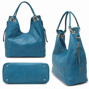Dasein Ultra Lightweight Stylish Casual Soft Faux Leather Hobo Bag Shoulder Purse With Curvy Rolled Top Handles And Side