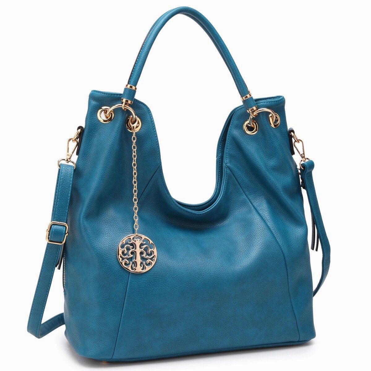 Dasein Ultra Lightweight Stylish Casual Soft Faux Leather Hobo Bag Shoulder Purse With Curvy Rolled Top Handles And Side